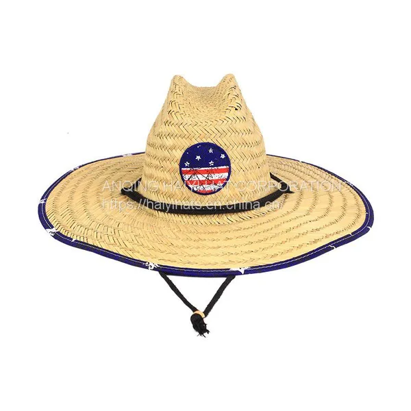 European and American Men and Women Beach Hat Sunscreen Straw Long Brim Tether Visor