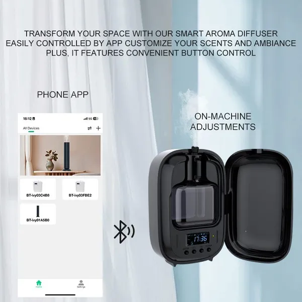 High Cost Performance Quiet Whisper 150ml Essential Oil Fragrance Bluetooth Led Display Scree Machine Aroma Electric Diffuser photo-3