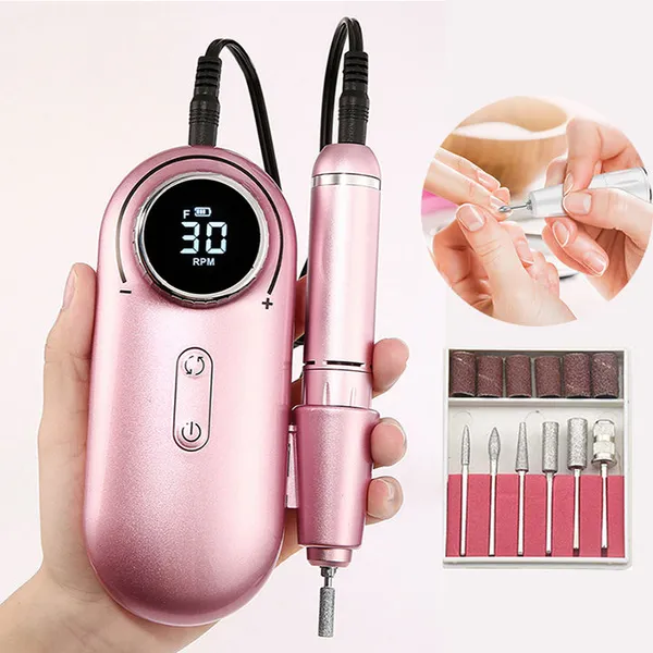 UV-301 30000RPM Oval Racetrack Shape Rechargeable Nail Drill With Power Bank Function & LCD Display