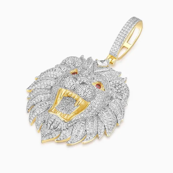 Shining Star Jewelry 925 Solid Silver Iced Out Diamond Lion Head Pendant photo-4
