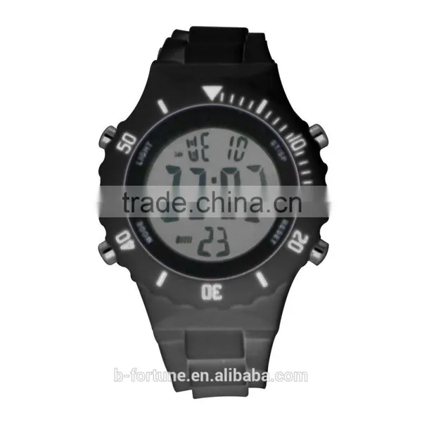 LP1364 Cool Black Color Rotating Bezel Plastic Chronograph Digital Watch photo-2