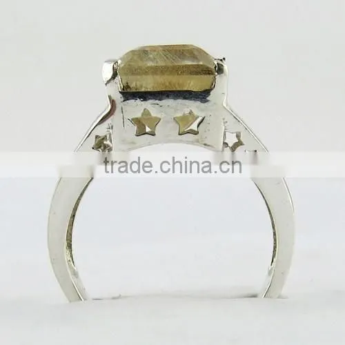 Suitable Golden Rutile Silver Ring, 925 Sterling Silver Jewellery Wholesale, Unique Silver Jewelry photo-6