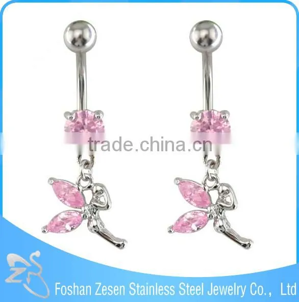 New Season Hypoallergenic Stainless Steel Dangle Cute Pink Star Diamond Navel Piercing photo-5