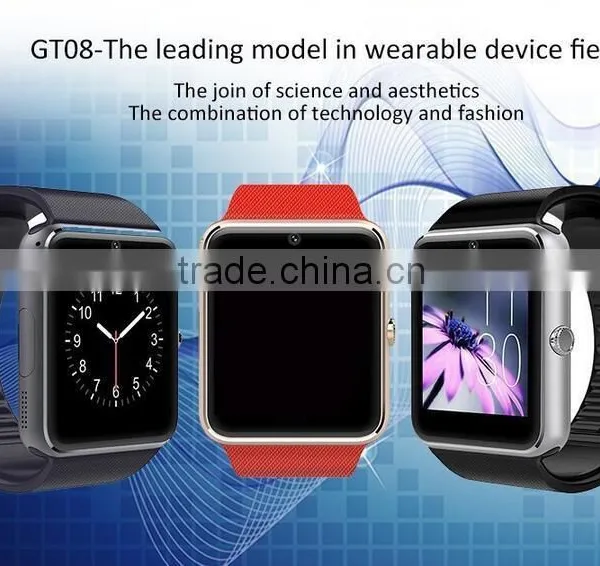 2016 Wholesale Top Selling GT08 Smart Watch With SIM Card ,MTK 6260A IOS Bluetooth Smart Watch GT08 VS DZ09 Android Smart Watch photo-5