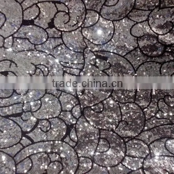 2015 Wholesale Fashion Sequins Net Lace /french Lace Fabric With Sequins for Party