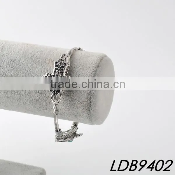 Antiquated Cross With Turquoise Silver Bangle Cross Bracelet photo-2