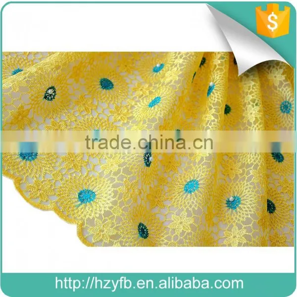 Latest Korean Lace Fabric / Yellow Pink African French Net Lace With Stones / Lace Fabric African Tulle High Quality for Wedding photo-6