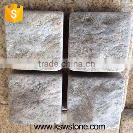 Multi Grey Tumbled Paver 10*10*5cm Tuff Stone Grey Color Granite photo-2