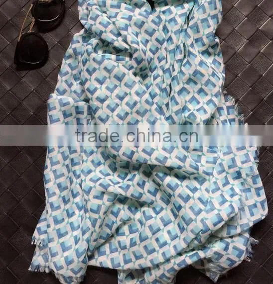 Blue Summer Scarf, Aztec Scarf, Print, Shawl Wrap,Oversize Pashmina Scarf,Geometric Scarf photo-4
