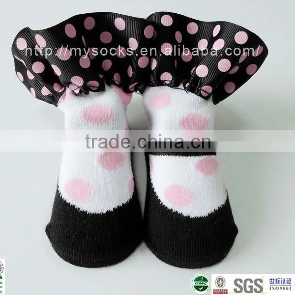 Pink Dots Fancy Lace Socks