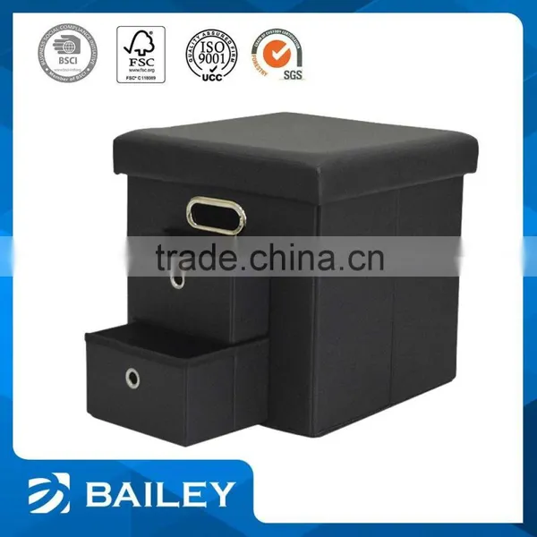 Furniture Folding Collapsible Storage Ottoman Storage Stool With Drawer photo-2