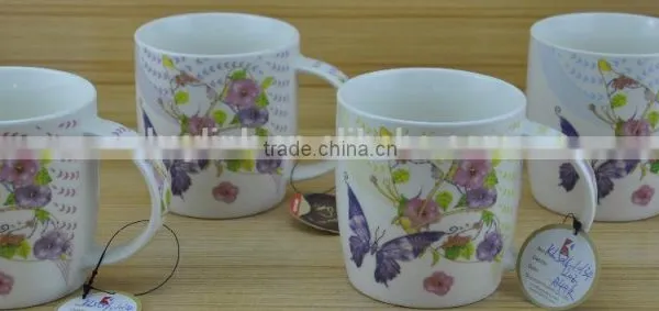 11OZ Flower Design With Colorful Decal Print Tea Cups, Shiny Surface Porcelain Mug, KL5016-335 photo-2