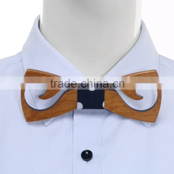 Wholesale Gift Set Handmade Mens Wooden/wood Bow Tie With Denim Fabric