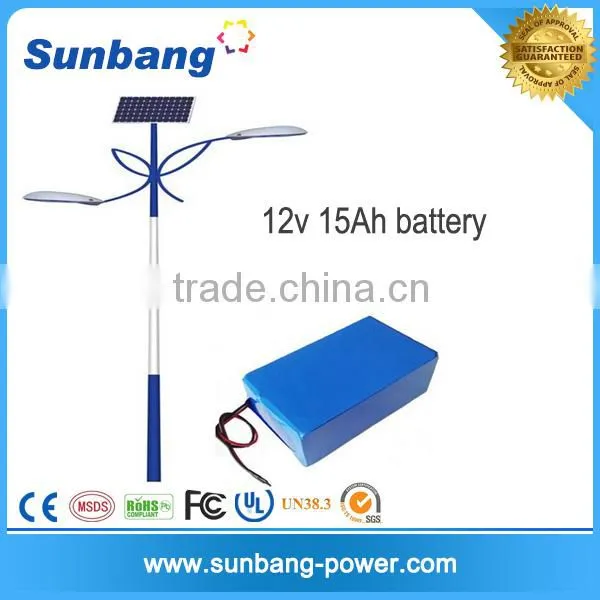 Customized Deep Cycle Lithium 12v 15ah Battery for Solar Street Light/lamp