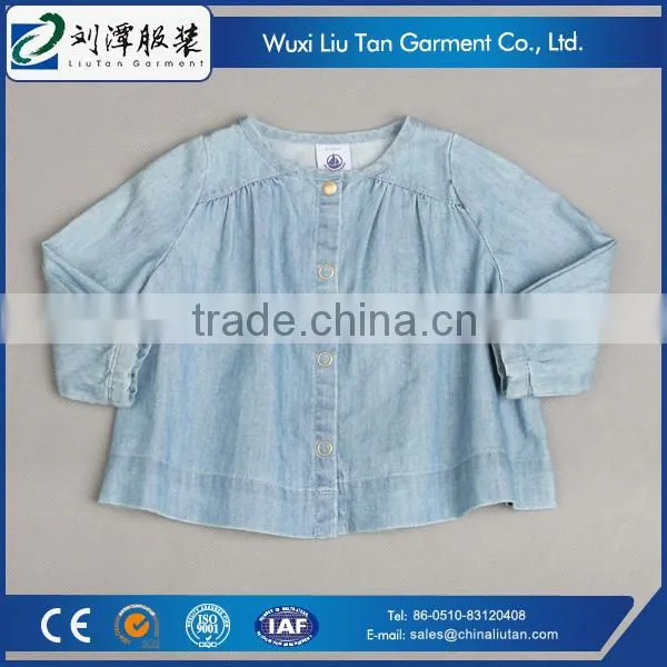 Smocking Yoke Short Style Fancy Kids Girls Shirt photo-3