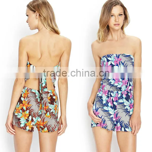 2014 Women Tropical Floral Strapless Romper Women Romper photo-6
