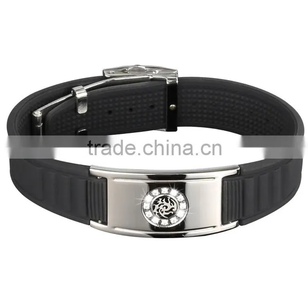 Noproblem Fashion Charm Smart Tourmaline Stainless Health Silicone Bracelet
