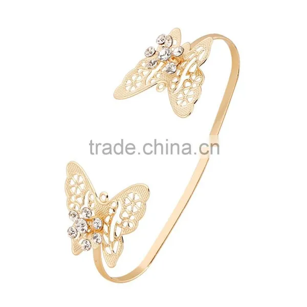 Crystal Hollow Butterfly Hand Jewelry Four Finger Palm Rings For Young Women photo-2