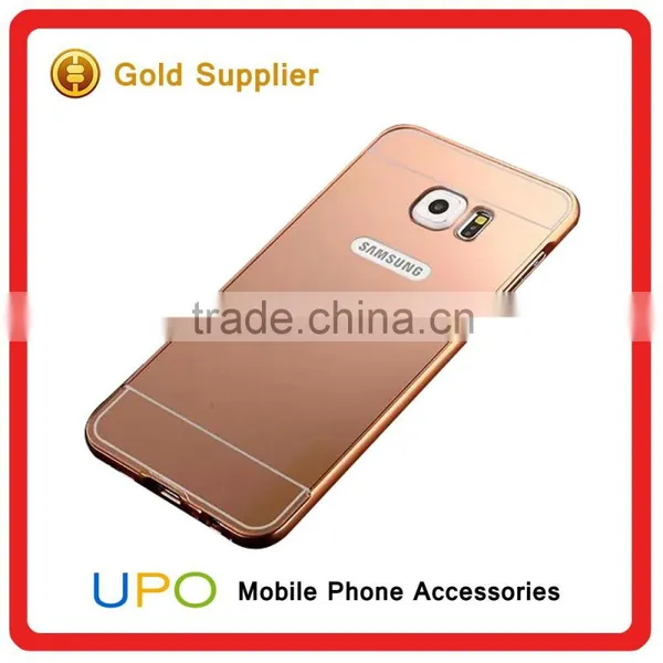 [UPO] Luxury 24K Gold Metal Aluminum Bumper Ultra-thin Back Mirror Back Cover Case for Samsung Galaxy s6 Edge Mirror Case photo-4