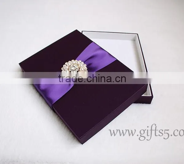 Gracefull Handmade Purple Wedding Invitation Gift Boxes photo-4