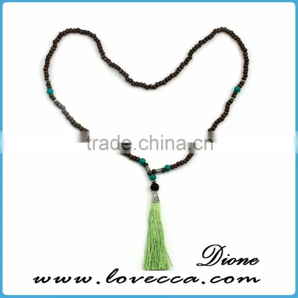 Christmas Hot Gift Fashion Synthetic Gemstone Tassel Necklace With Jesus Cross photo-6
