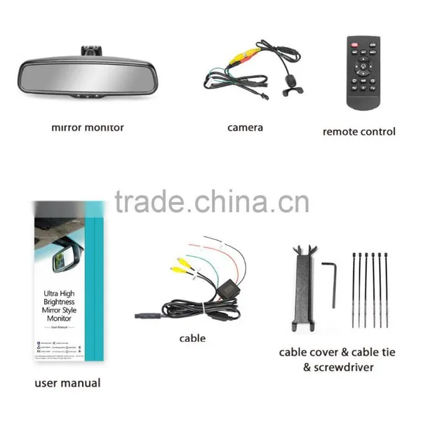 Car Reverse Mirror Monitor With 4.3 Inches LCD Screen Auto-dimming photo-5