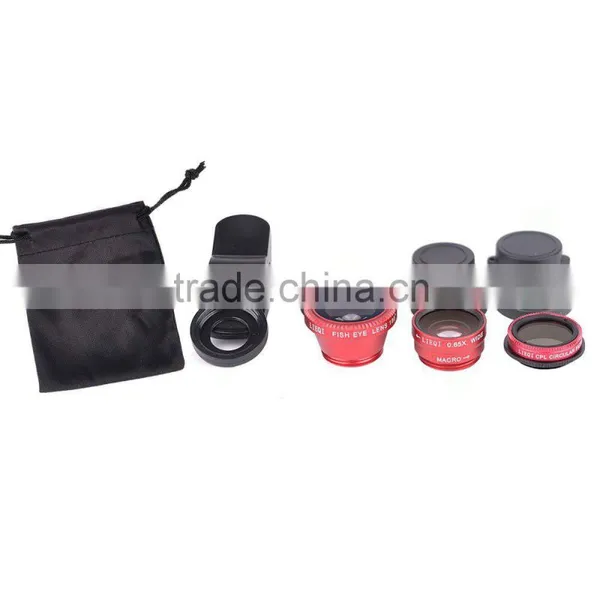 Multi-functional Fisheye Lens+Wide-angle + Macro+CPL Lens Set W/ Clip For Mobile Phones Tablets photo-2