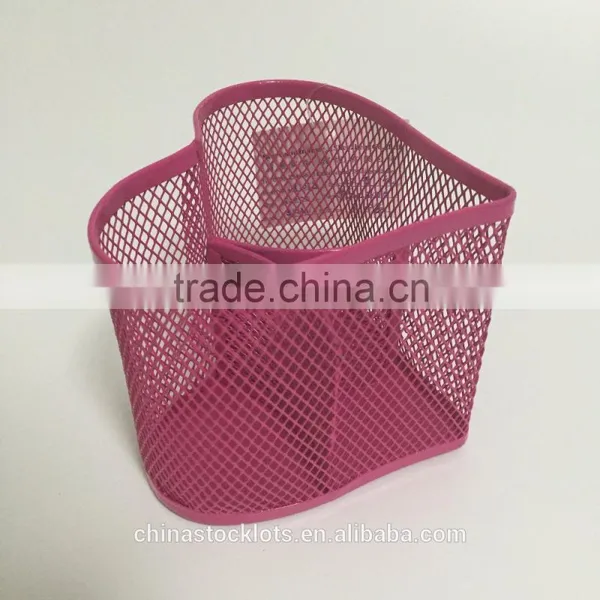 2016 Factory Best Selling Promotional Gifts Office and School Desk Organizer Metal Mesh Pen Holder Heart Shpe
