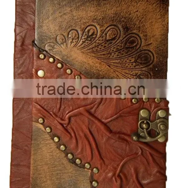 New Genuine Real Leather Handmade Notebook-Cheap High Quality-Dairy-Sketchbook-Journal -2015 Promotional Handmade New Designs photo-5