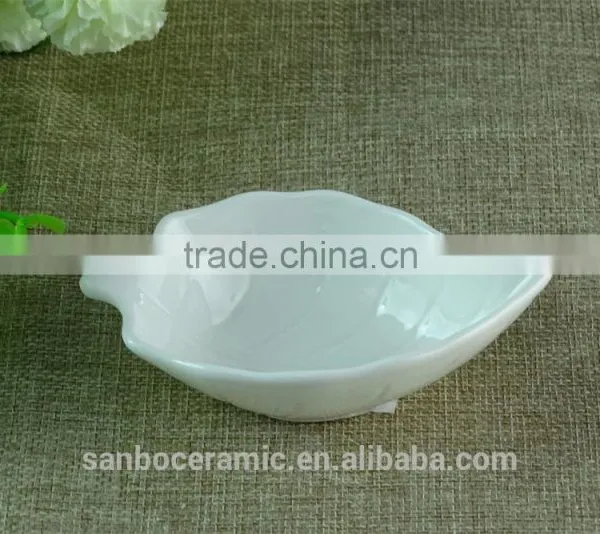 Hot Sale Leaf Shape Porcelain Sauce Dish Stock White Deep Dish or Ceramcis for Sauce photo-2