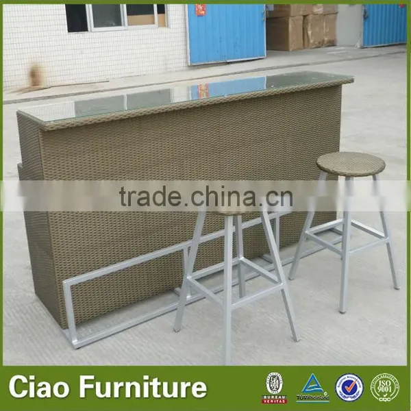 Club Artificial Rattan Bar Stool Round Bar Stool photo-6