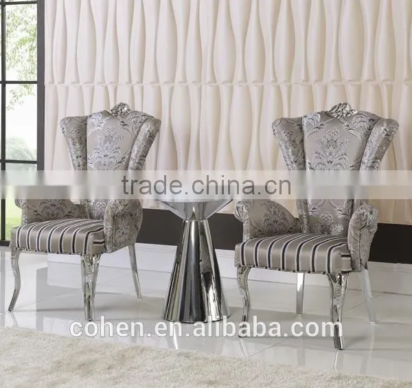 2016 Hot Sale Elegant High Back Stainless Steel Metal Reception Chair/leisure Chair/dining Chair With Patterned Fabric Covered photo-3