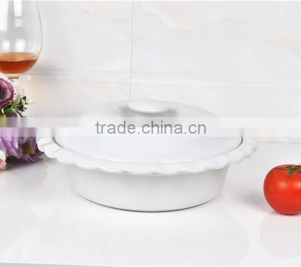 Ceramic White Porcelain Round Baking Dish photo-4
