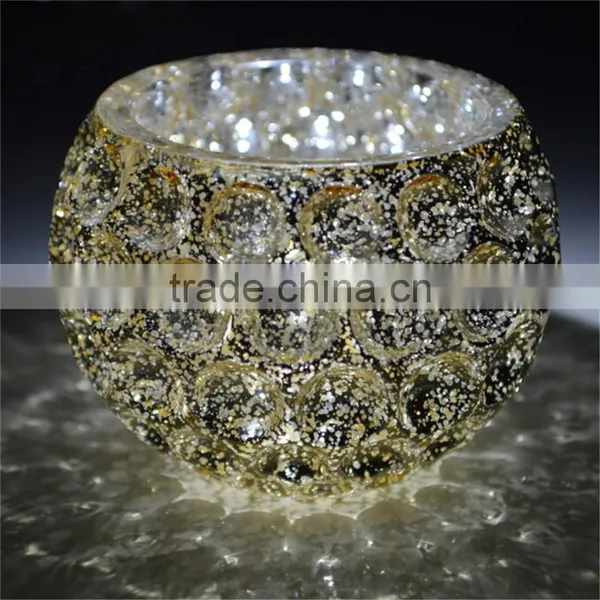 Color Spray Broken Silver Plating Glass Tealight Candle Holder photo-2