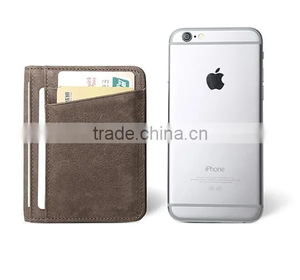 Bifold Leather ID Card Holder, Real Cow Leather RFID Blocking ID Card Holder photo-2
