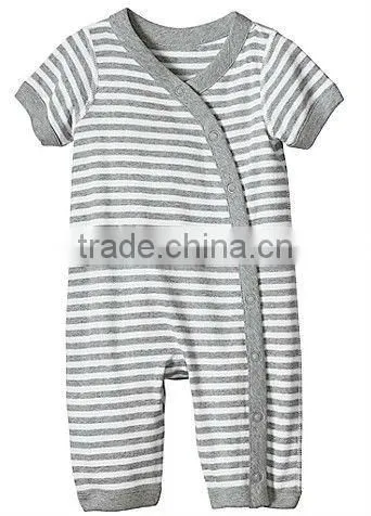 Grey Stripe Baby Sleeper Pajamas In Organic Cotton