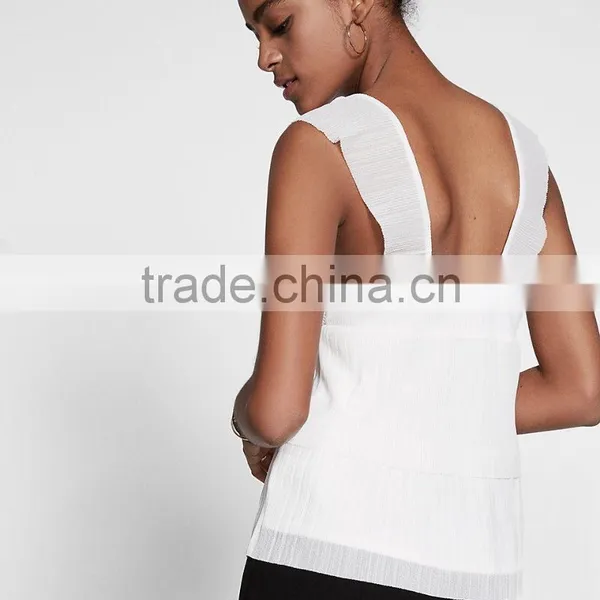 MGOO Elegant Clothing Good Quality Ladies Chiffon Tops Sleeveless Womens Crop Tops photo-3