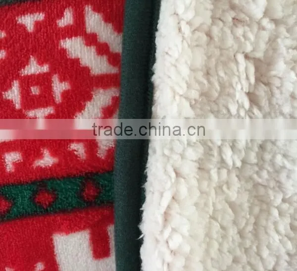 Xmas Logo Pattern Printed Microfiber Sherpa Blankets photo-2