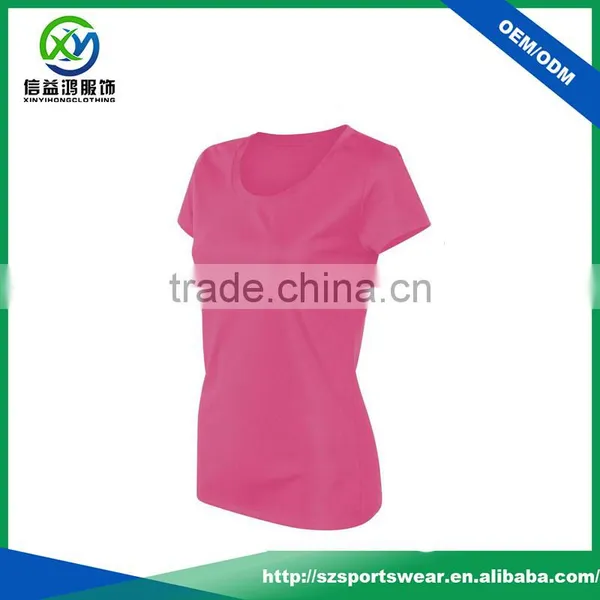 High Quality Simple Design Deeply O-neck Women's Polyester T-shirt photo-3