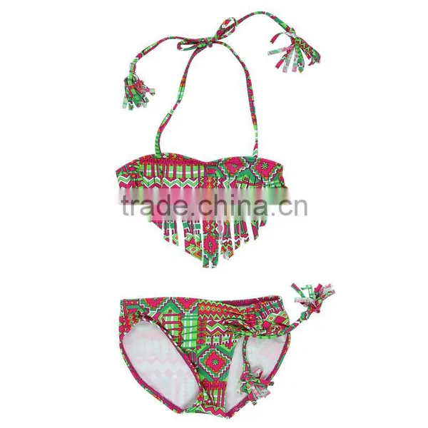 Kids Girls Bathing Swimsuit Frills Hallow Bikini Swimwear 2PCs photo-2