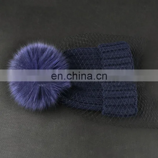Winter Fashion Real Big Fox Fur Pom Pom Weaven Hats With Jacobs photo-3