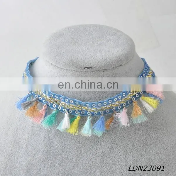 Colorful Tassel Choker With Matching Bracelet photo-2