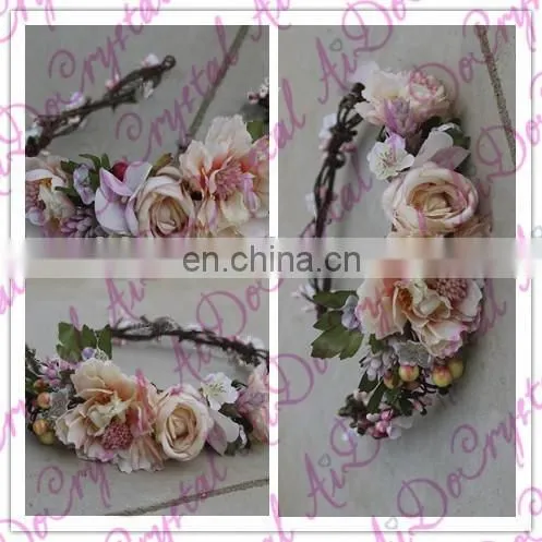 Aidocrystal Fashion Artificial Flower Crown, Wedding Bridal Fascinators, Women Hair Accessories photo-3