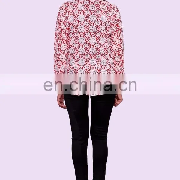 Indian Women Blouse Shirt Long Sleeve Cotton Hand Block Print Shirts Tops Size S photo-3