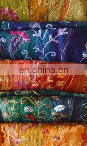 (Super Deal)Cashmere 100% Wool Embroidery Shawl With Azo Free Dyes & Fast Colors