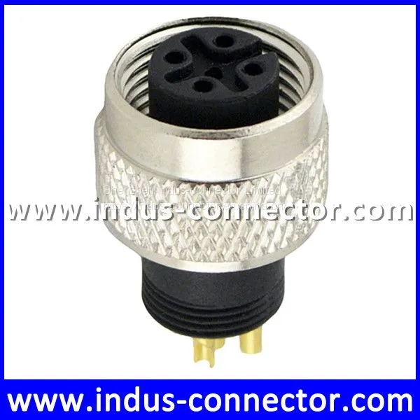 Customized Shielded 4poles M12 Female d Code Moulding Connector for Medical photo-4