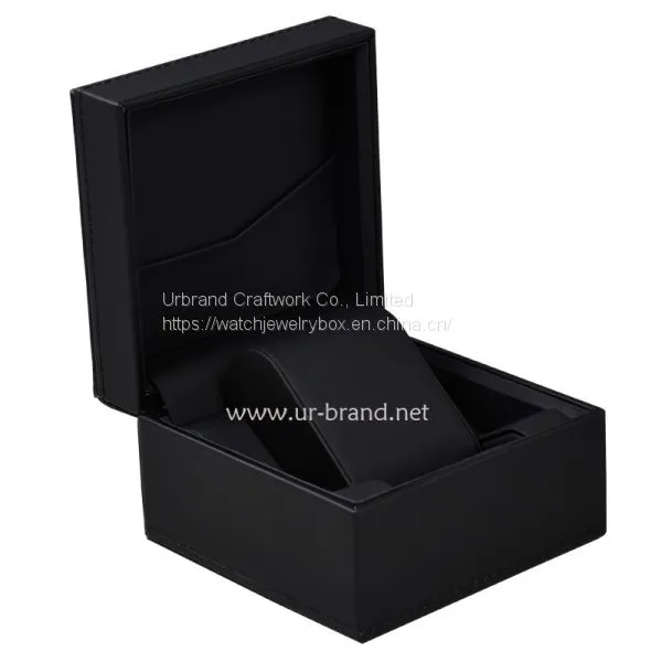 Black Luxury Leather Watch Strap Gift Packaging Box Watch Box With Custom Logo photo-3