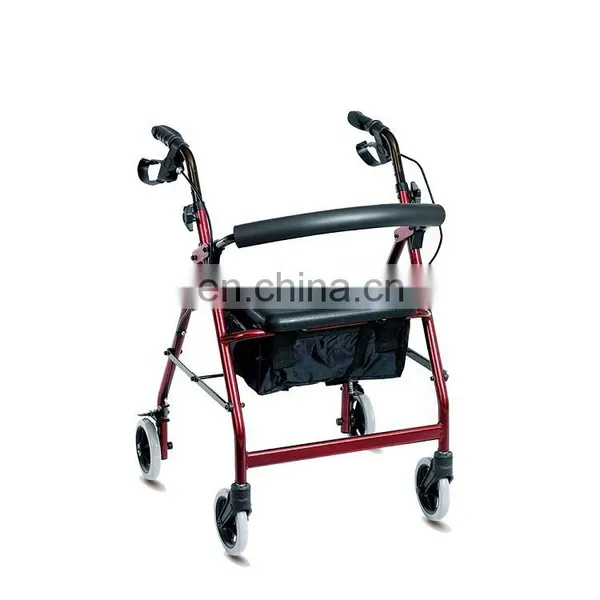 China Aluminum Folding Walking Aid Rollator Walker With Shopping Bag and Basket photo-4