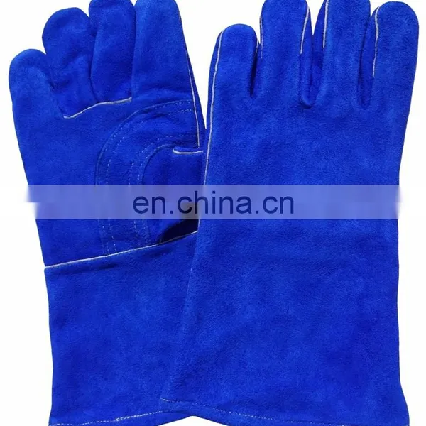 Cotton Lined Blue Cow Split Leather Welding Work Glove A Grade