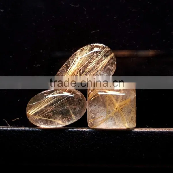 Top Quality Natural Rutile Quartz Cabochon Gemstone / Rutile Cabs Stone photo-2